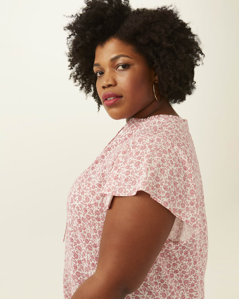 Side of plus size Anne Tie-Neck Flutter Sleeve Top by Molly & Isadora | Dia&Co | dia_product_style_image_id:202234